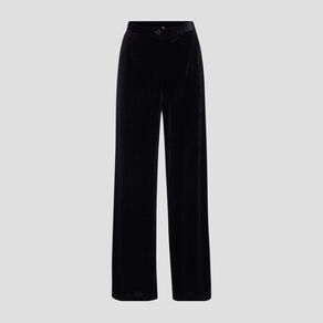 Pantalon city large velours noir femme