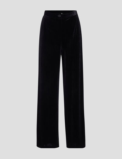 Pantalon city large velours noir femme