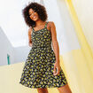 Robe évasée bretelles fines noir femme