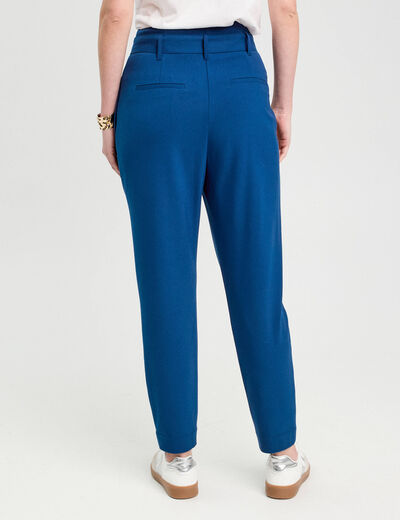 Pantalon paperbag fluide bleu marine femme