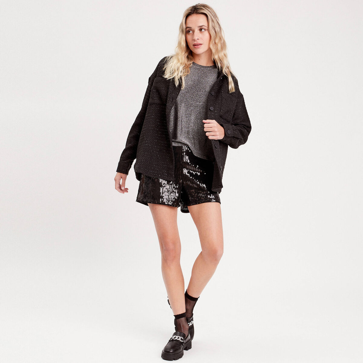 Surchemise manches longues noir femme
