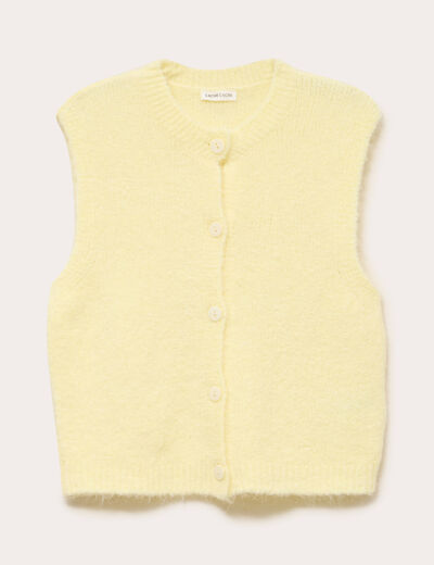 Gilet sans manches col rond jaune clair femme