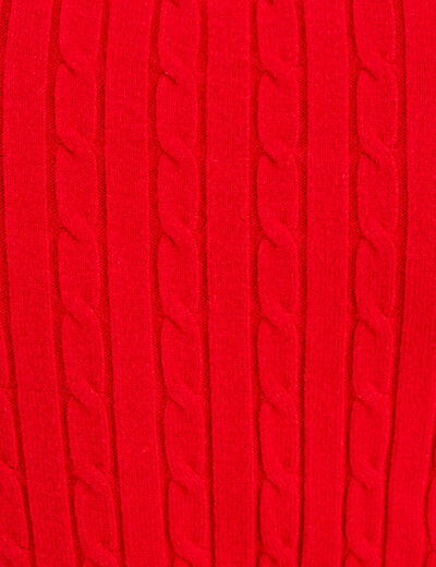 Pull manches longues torsades rouge foncé femme