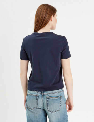 T-shirt manches courtes bleu marine femme