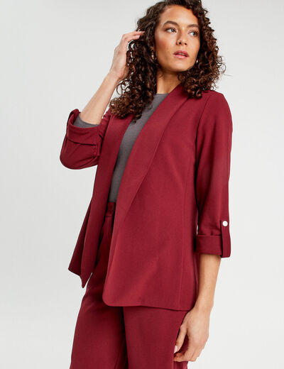 Veste blazer manches 3/4 bordeaux femme