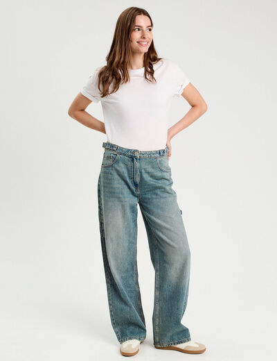 Jeans large avec pattes denim dirty femme