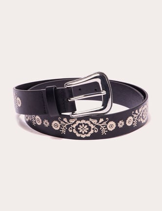 Ceinture brodée noir femme