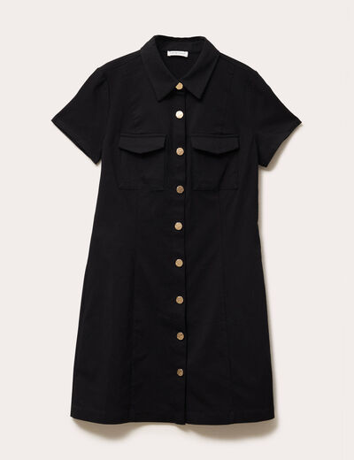 Robe droite boutonnée noir femme