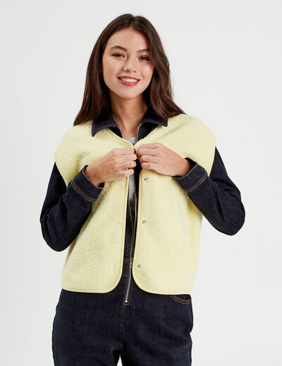 Gilet polaire sans manches jaune clair femme