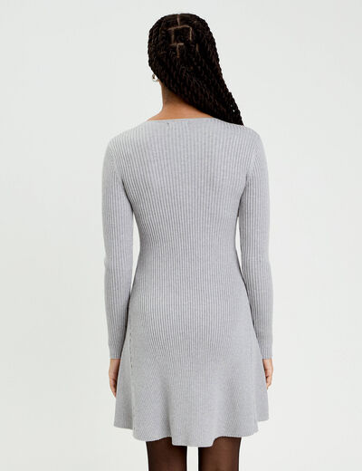 Robe tricot patineuse c&ocirc;tel&eacute;e gris clair femme