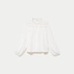 Blouse droite col mao manches longues ecru femme