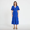 Robe &eacute;vas&eacute;e col v bleu electrique femme