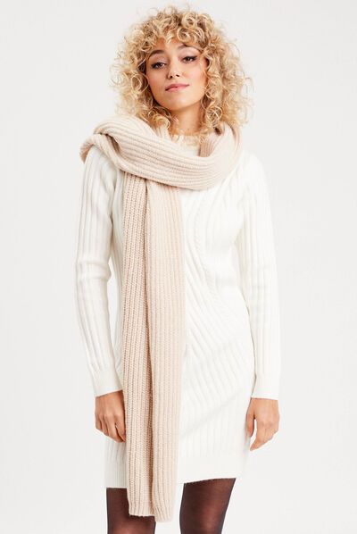 Écharpe tricotée sable femme