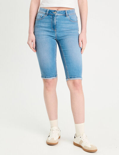 Bermuda skinny en jean denim double stone femme