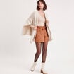 T-shirt thermique col en V plumetis sable femme