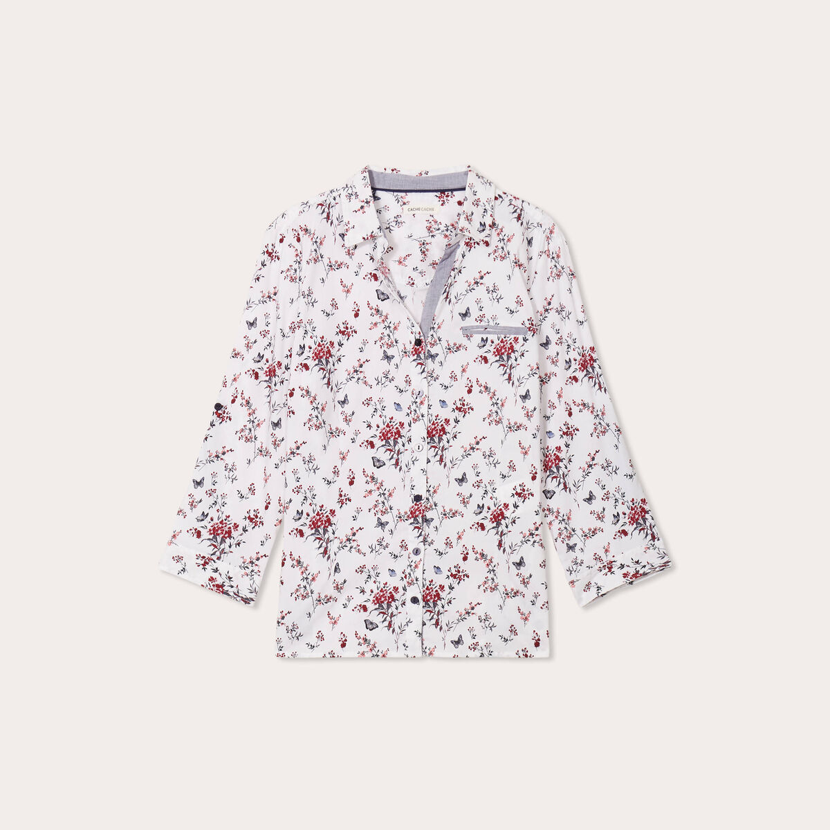 Chemise manches 3/4 blanc femme