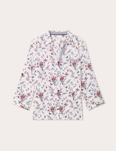 Chemise manches 3/4 blanc femme