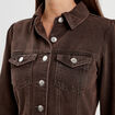Robe chemise droite en jean marron foncé femme