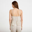 Top col v bretelles fines chin&eacute; beige femme