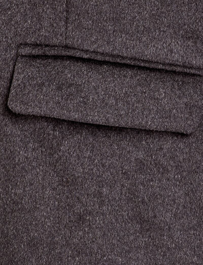 Manteau droit long boutonné gris foncé femme
