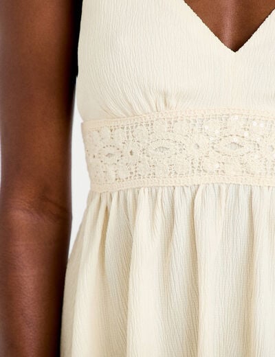 D&eacute;bardeur d&eacute;tail crochet ecru femme