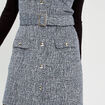 Robe cintrée ceinturée tweed bleu femme