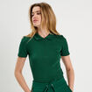 Polo manches courtes zipp&eacute; vert fonc&eacute; femme