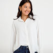 Chemise ample pliss&eacute;e manches longues ecru femme