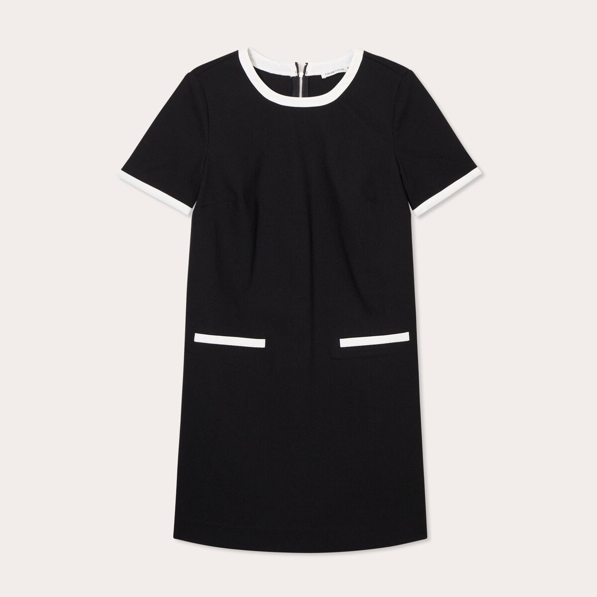 Robe droite manches courtes noir femme
