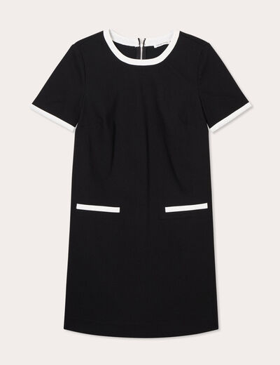 Robe droite manches courtes noir femme