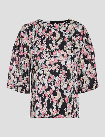 Sweat manches 3/4 noir femme