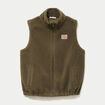 Veste sans manches col montant bouclette vert kaki femme