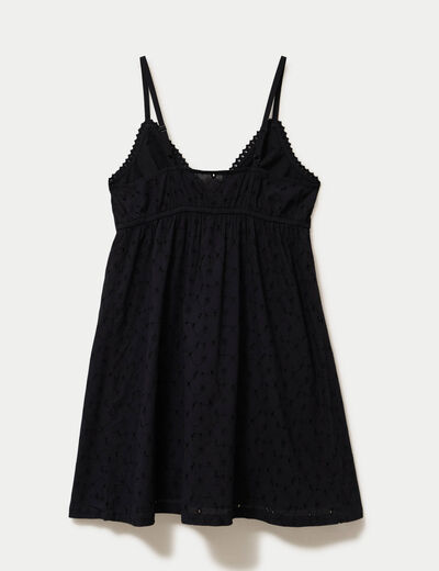 Robe courte &eacute;vas&eacute;e col v bretelles noir femme
