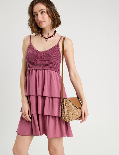 Sac boîte paille camel femme