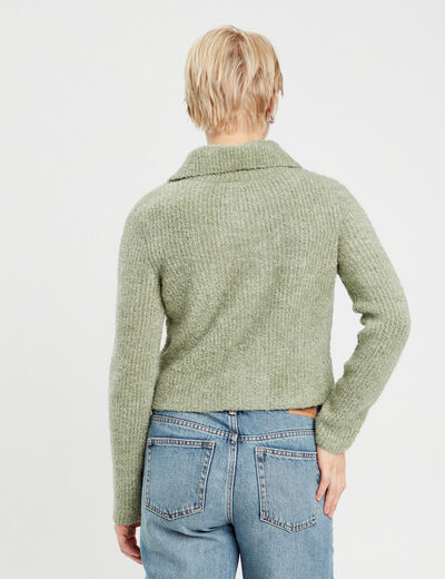 Gilet manches longues zippé vert pastel femme