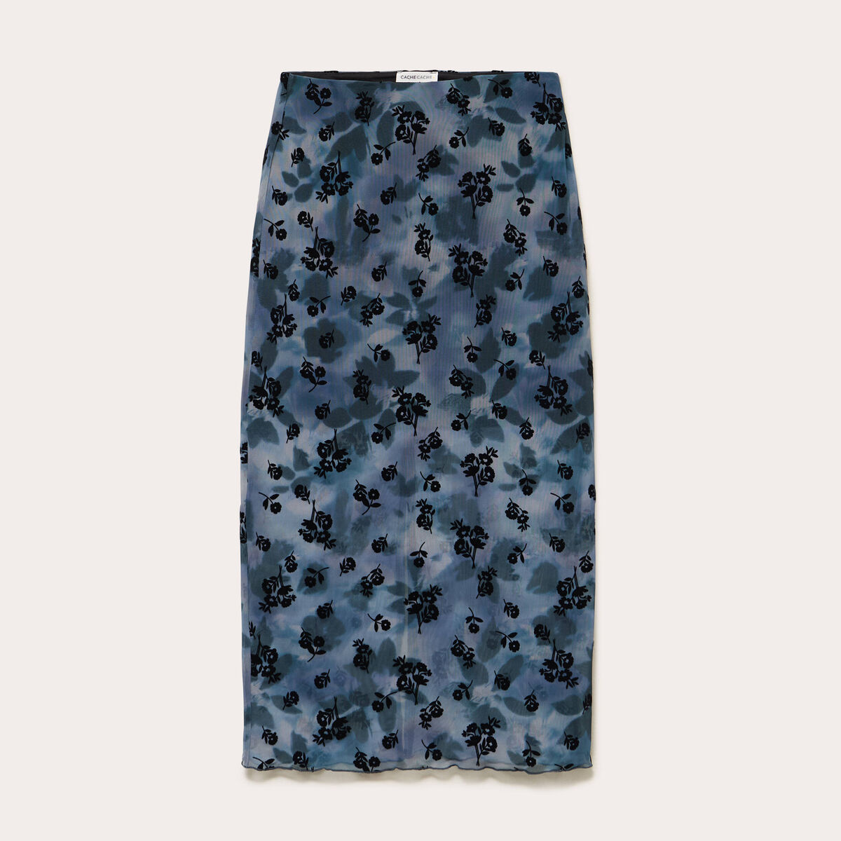 Jupe droite longue doubl&eacute;e polyester gris femme