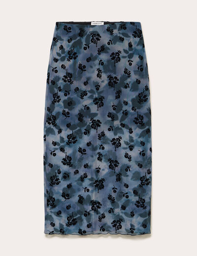 Jupe droite longue doubl&eacute;e polyester gris femme