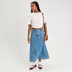Jupe midi trapèze en jean denim double stone femme