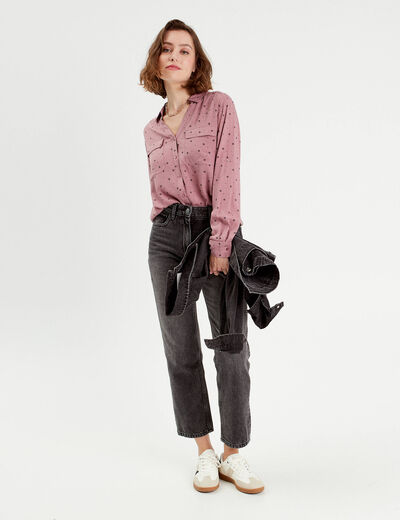Chemise manches longues rose femme