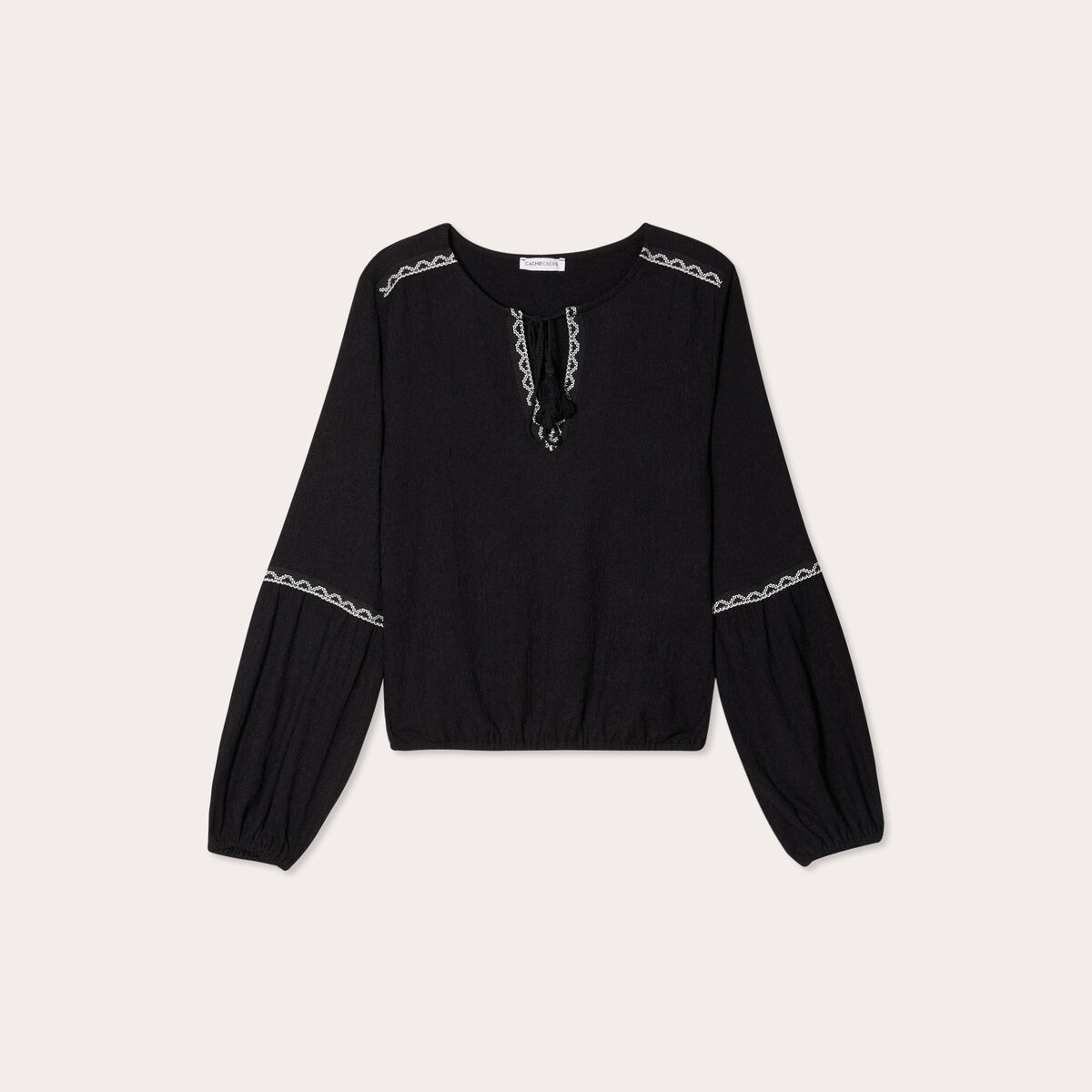 Blouse manches longues noir femme