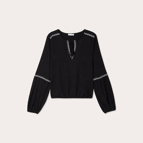 Blouse manches longues noir femme