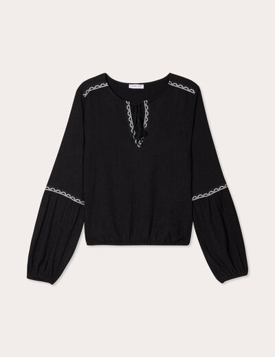 Blouse manches longues noir femme