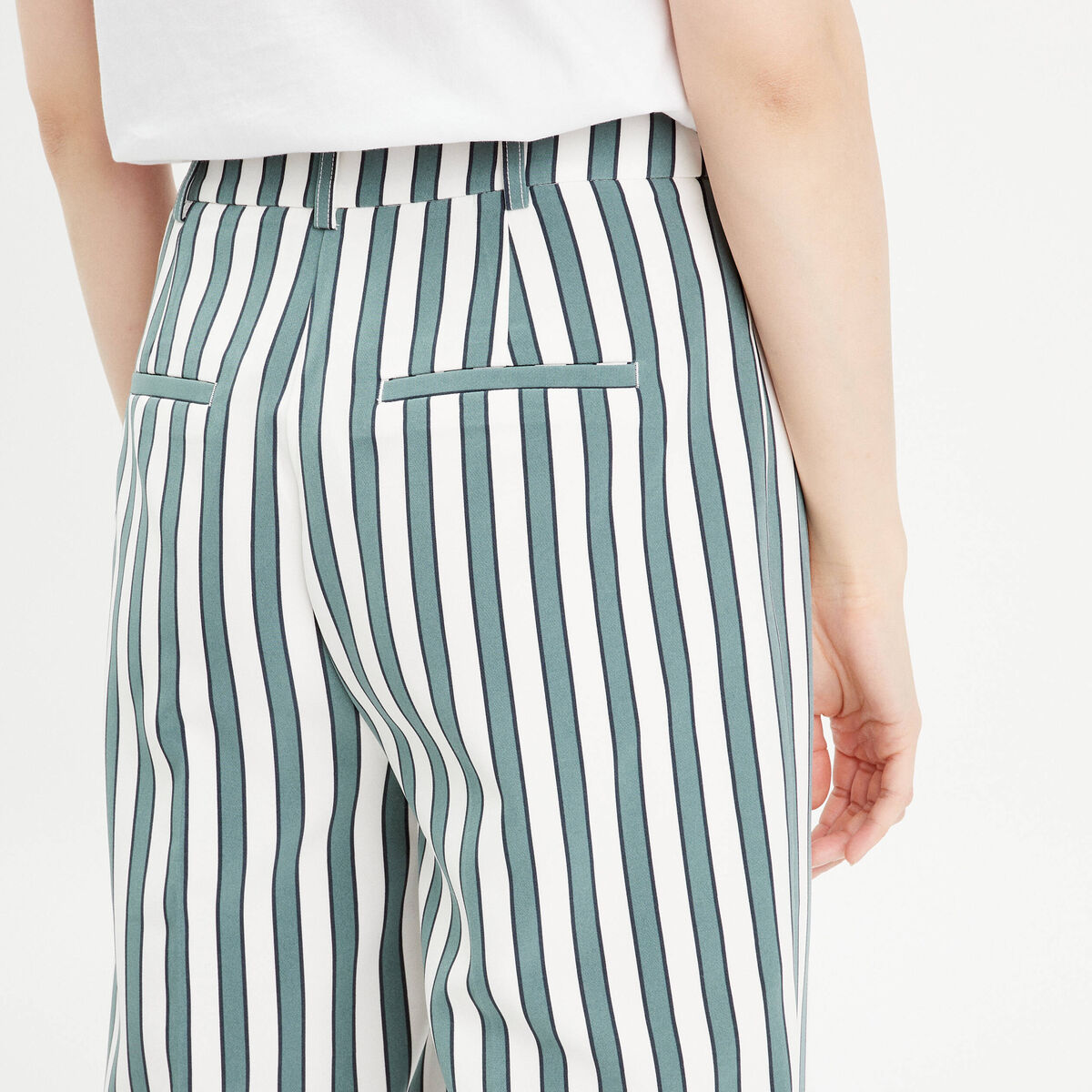 Pantalon large tailleur blanc femme
