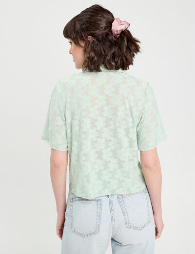 Chemise manches courtes vert clair femme