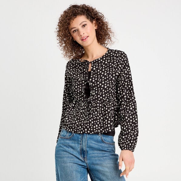 blouse avec noeuds noir femme Blouse avec noeuds noir femme
