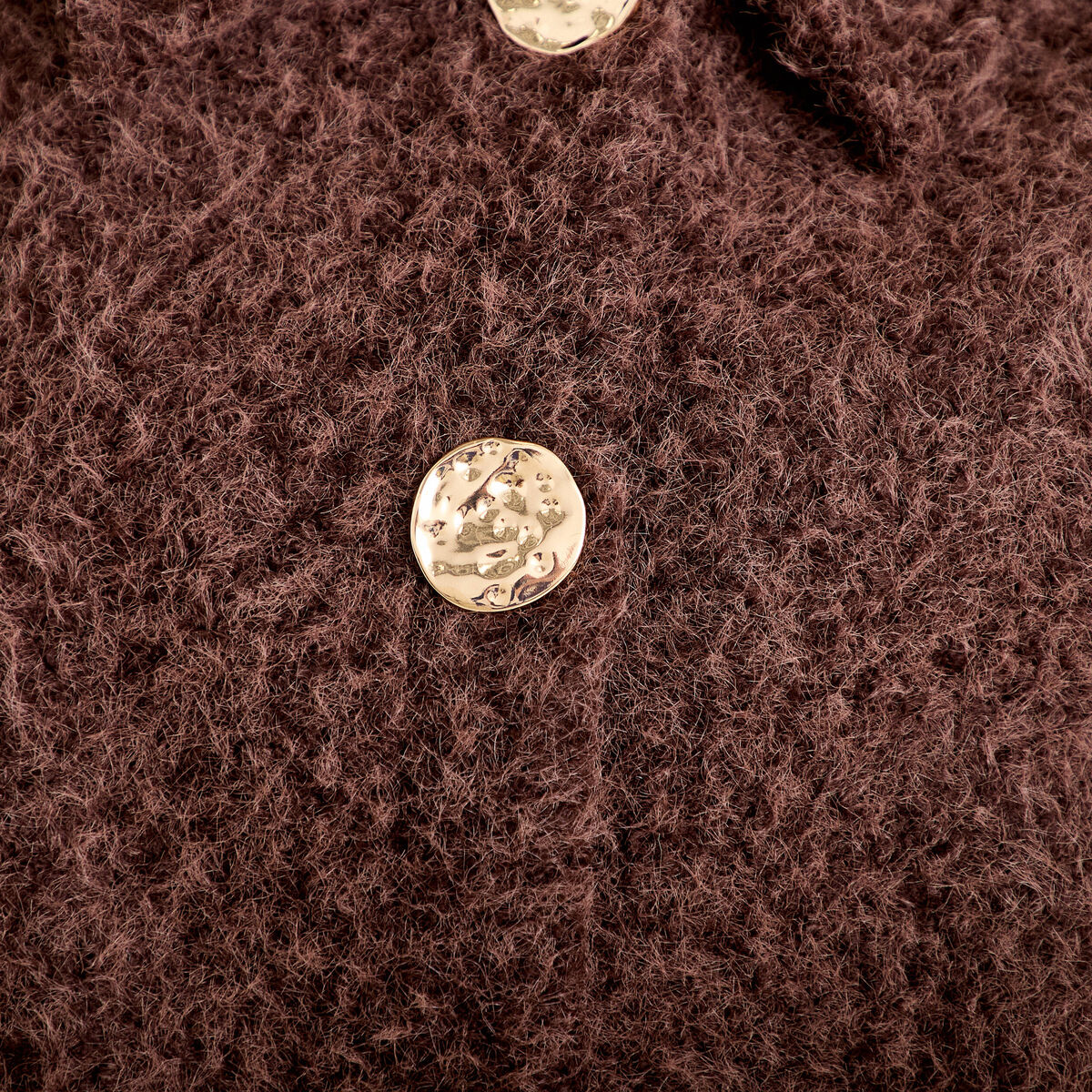 Veste sans manches bouclette col rond marron clair femme
