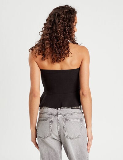 Bustier cropped avec boutons noir femme