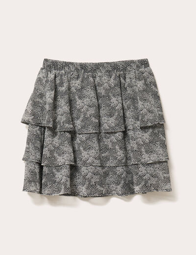 Jupe courte &eacute;vas&eacute;e doublure recycl&eacute;e blanc femme