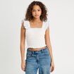 Débardeur smocké blanc femme