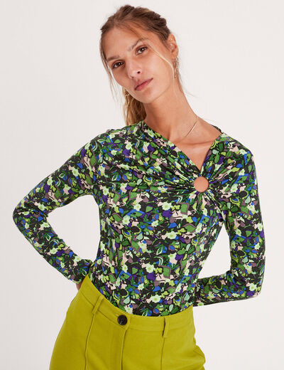 Blouse manches longues anneau vert femme